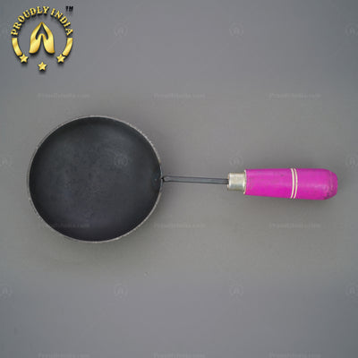 Colourful Wooden Handle Pure Iron Tadka Pan