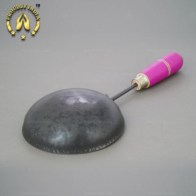 Colourful Wooden Handle Pure Iron Tadka Pan