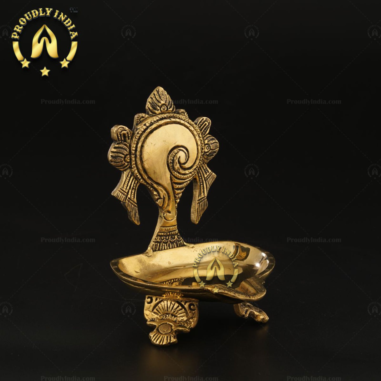 Brass Traditional 2 Sangu Chakram Vilakku Set