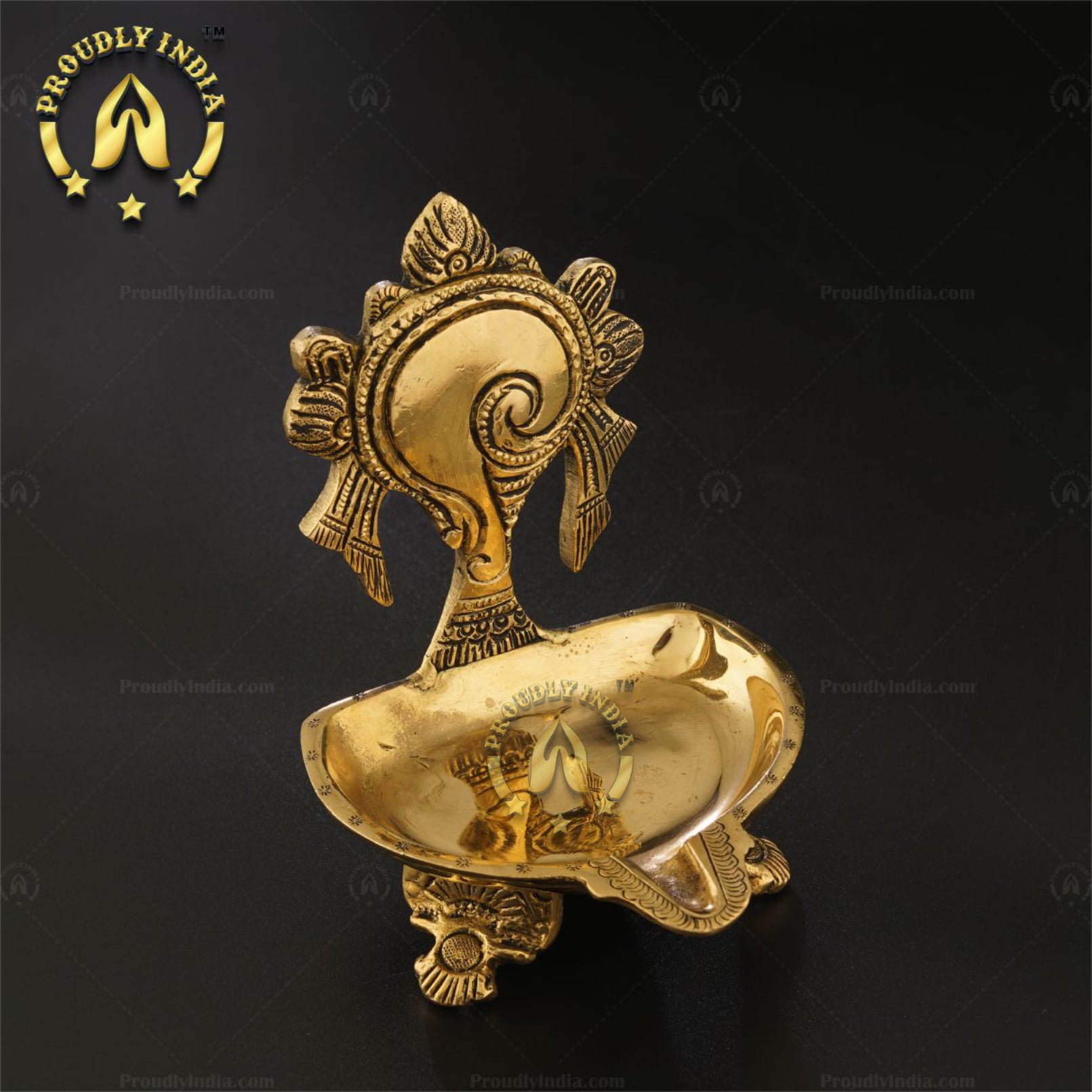 Brass Traditional 2 Sangu Chakram Vilakku Set