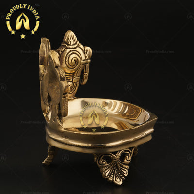 Traditional Brass Handmade Shankhu Chakra Namam diya.