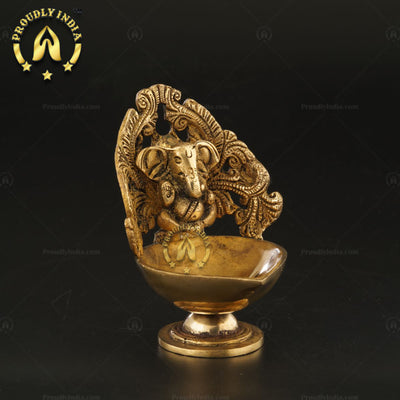 Traditional Brass Handmade Ganesha Table Diya