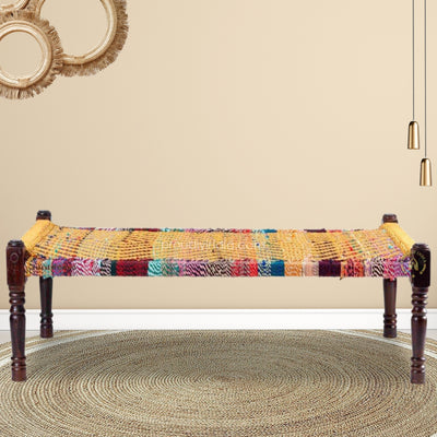 Multicolor And Brown Outdoor Bench