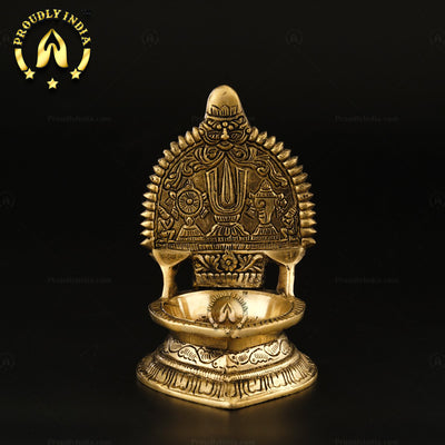 Traditional Brass Perumal Sangu Chakram Nama Vilakku