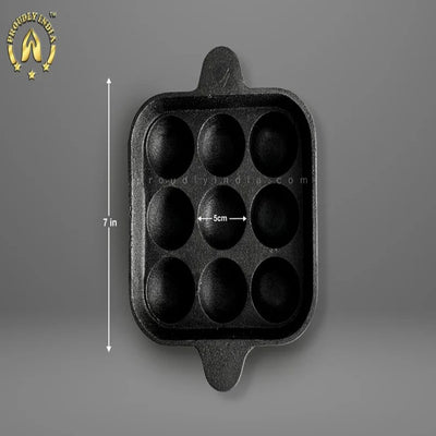 9 Pits Cast Iron Square Paniyaram Pan