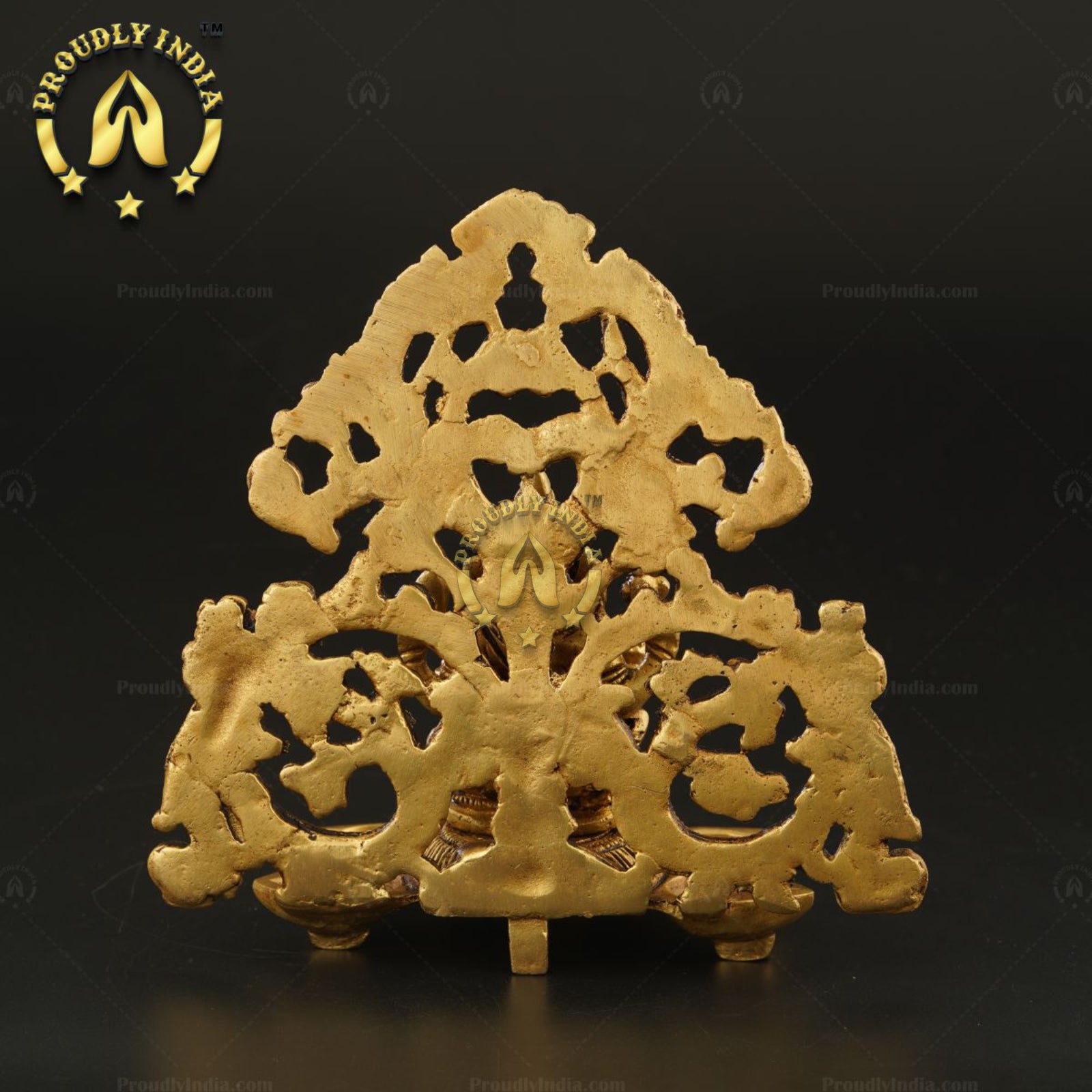 Traditional Lord Ganesha Brass Handcrafted Idol With 6 Diya Wicks
