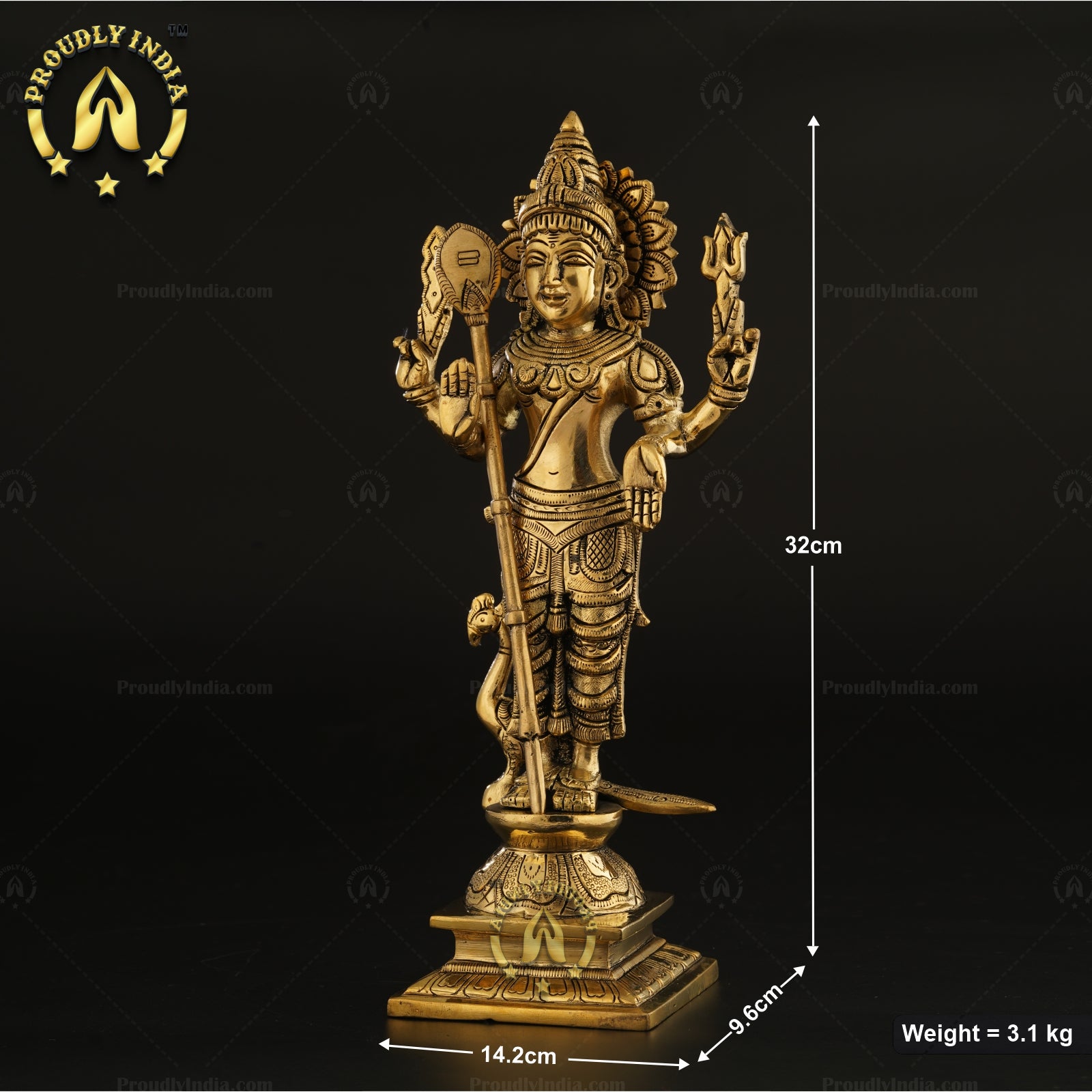 12" Standing Lord Murugan Statue