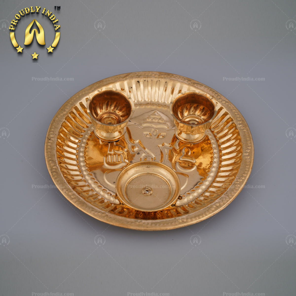 Decorative Brass Pooja Kumkum Thali