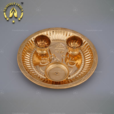 Decorative Brass Pooja Kumkum Thali