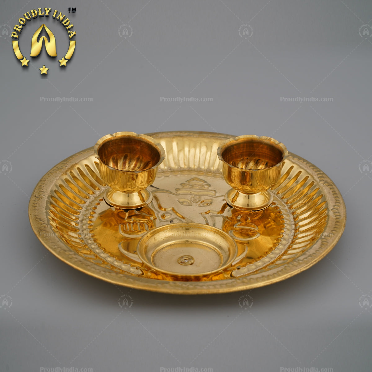 Decorative Brass Pooja Kumkum Thali