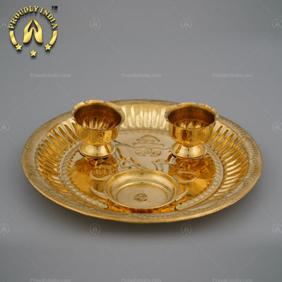 Decorative Brass Pooja Kumkum Thali