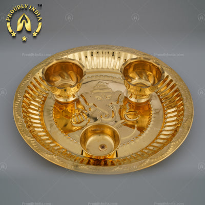 Decorative Brass Pooja Kumkum Thali