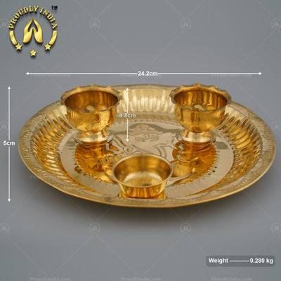Decorative Brass Pooja Kumkum Thali