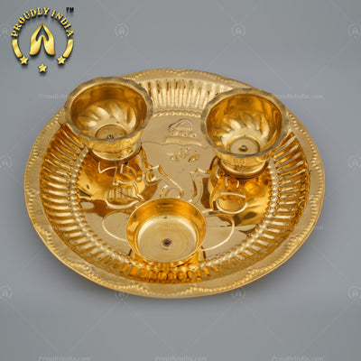 Decorative Brass Pooja Kumkum Thali