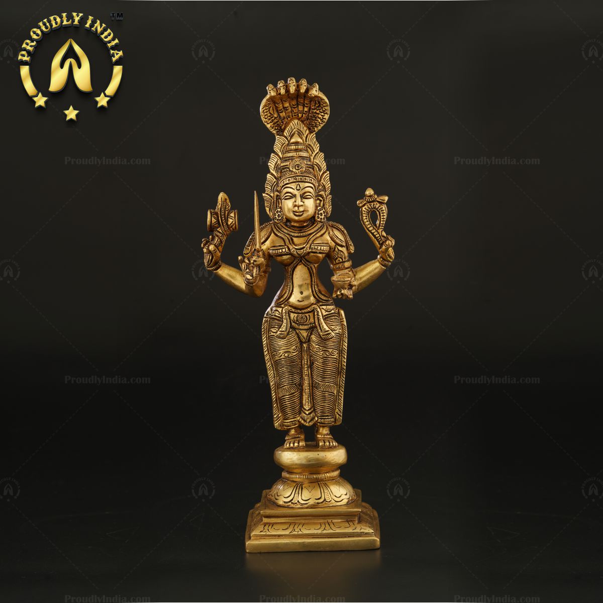 Exquisite 12.8 Inch Brass Mariamman Goddess Statue
