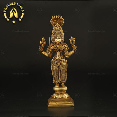 Exquisite 12.8 Inch Brass Mariamman Goddess Statue