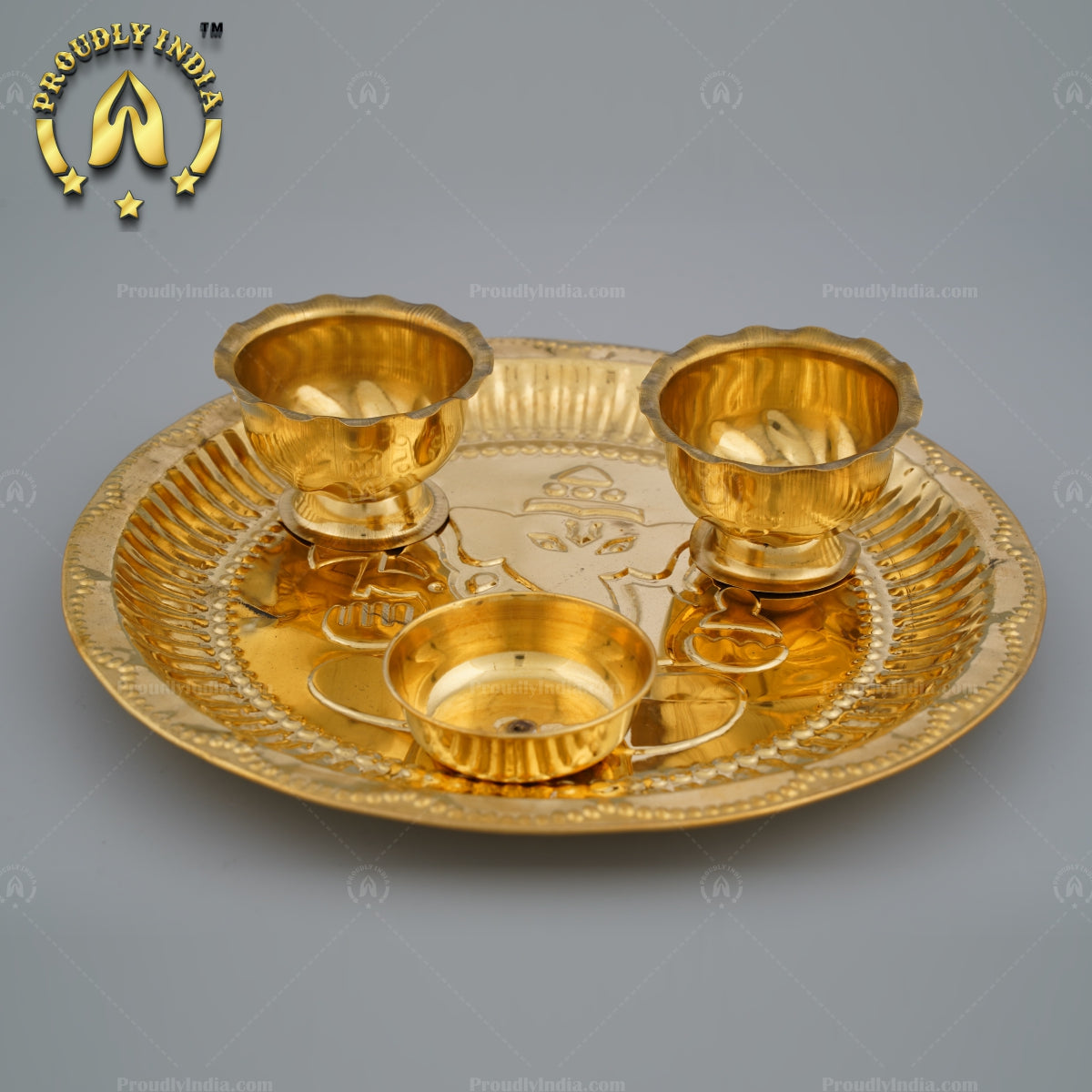 Decorative Brass Pooja Kumkum Thali
