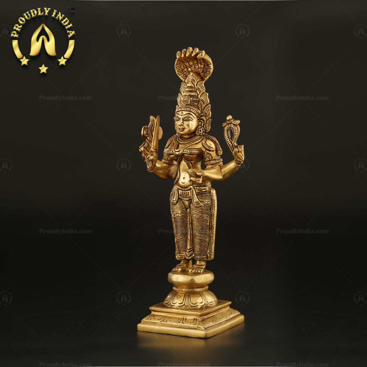 Exquisite 12.8 Inch Brass Mariamman Goddess Statue