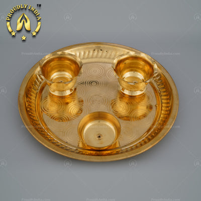 Traditional Pure Brass Puja Kumkum Haldi Thali
