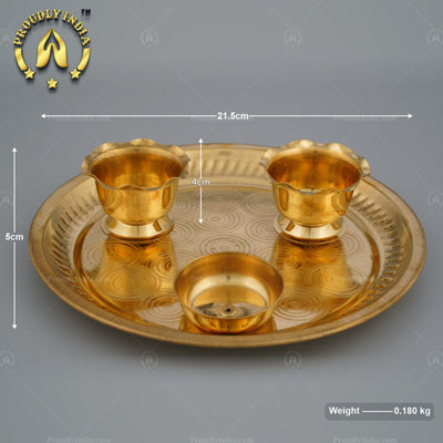 Traditional Pure Brass Puja Kumkum Haldi Thali