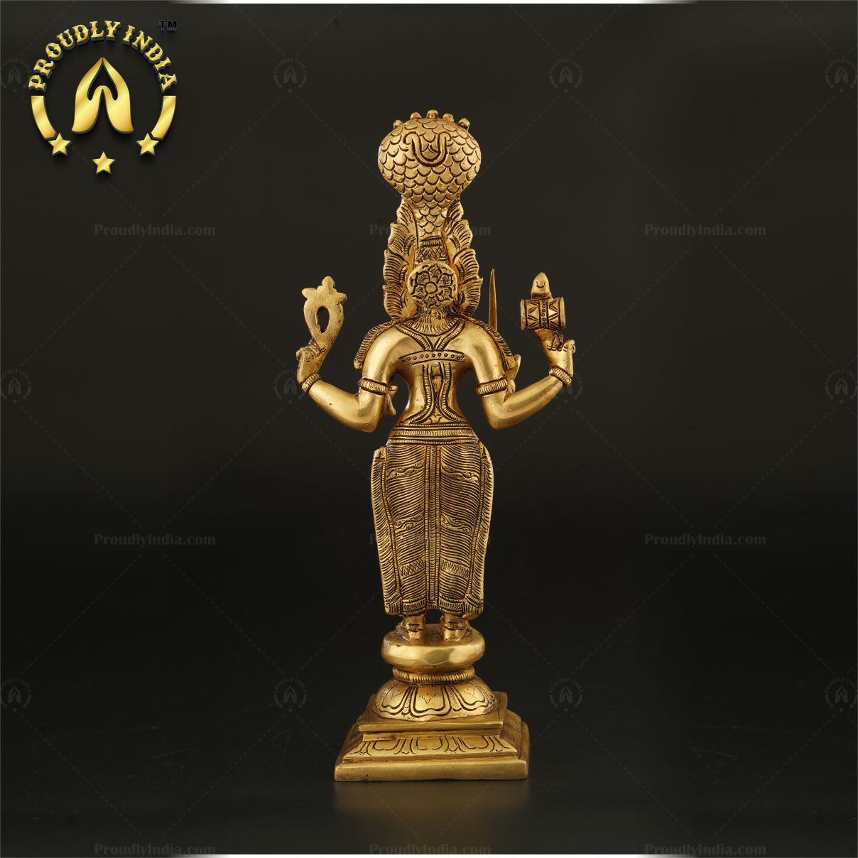 Exquisite 12.8 Inch Brass Mariamman Goddess Statue