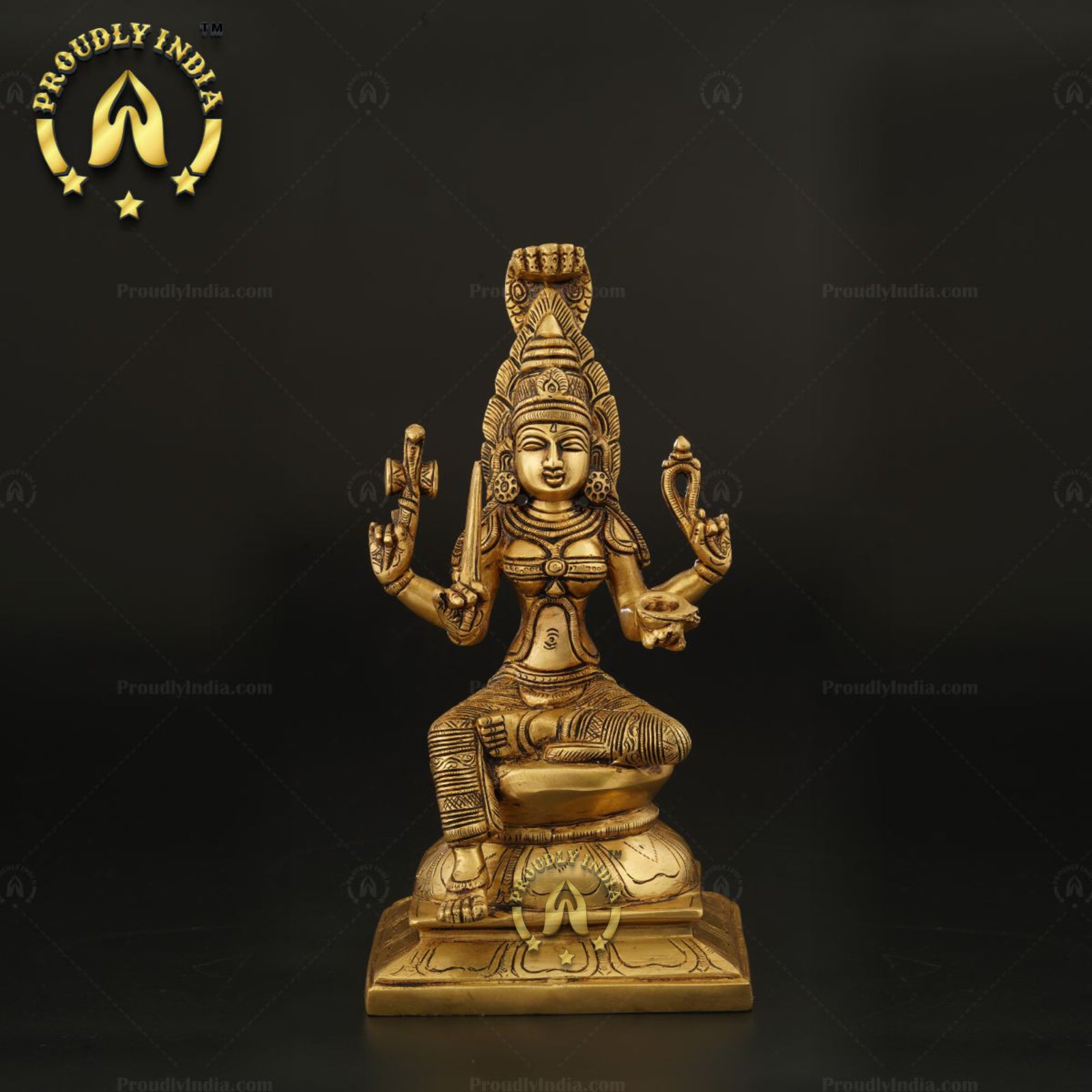 10" Goddess Mariamman Brass Statue