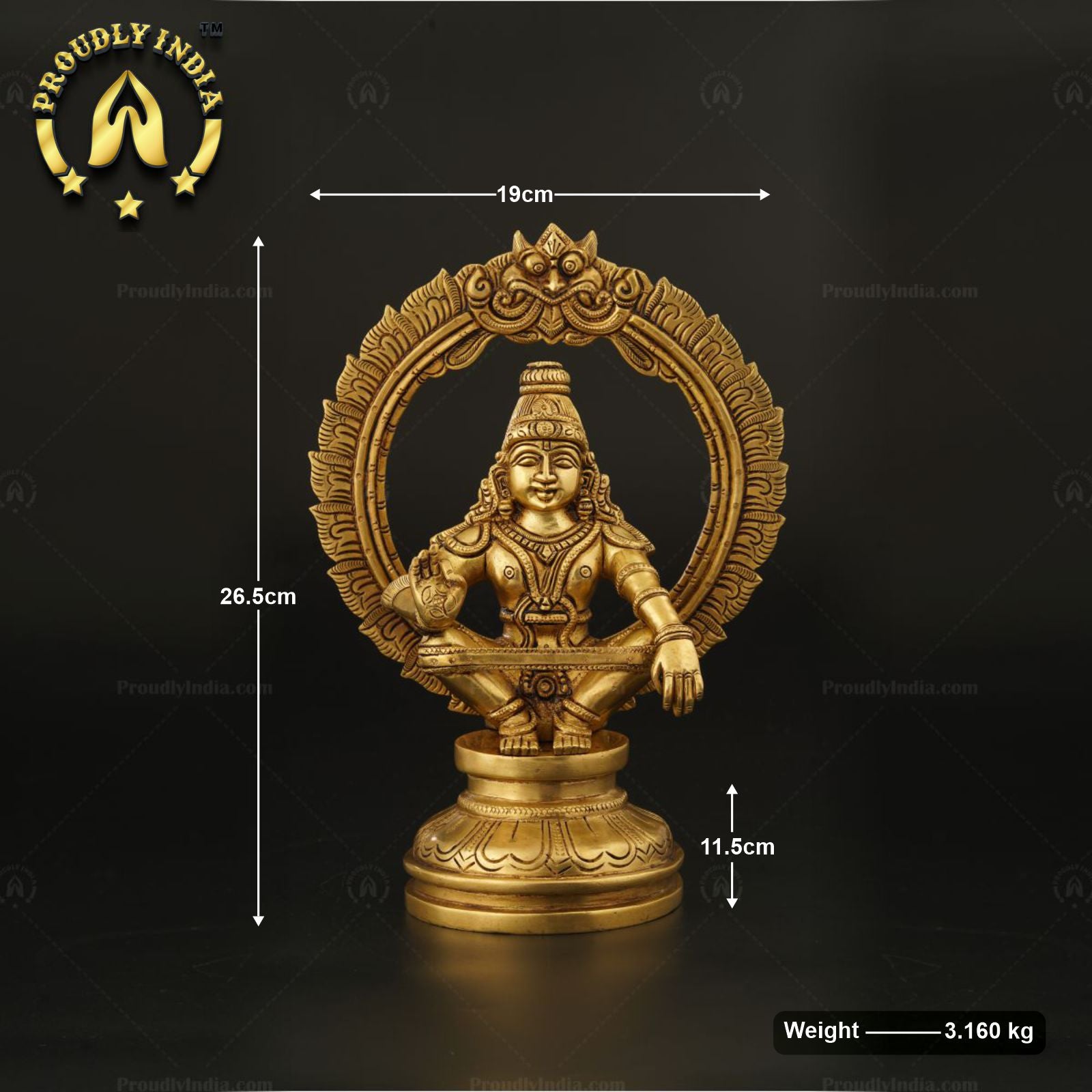 Handcrafted Brass Lord Ayyappa Swamy Statue