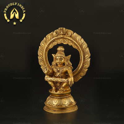 Indian Traditional Handcrafted Brass Ayyappan Statue