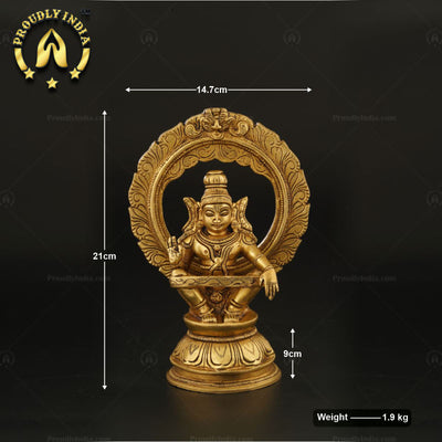 Indian Traditional Handcrafted Brass Ayyappan Statue