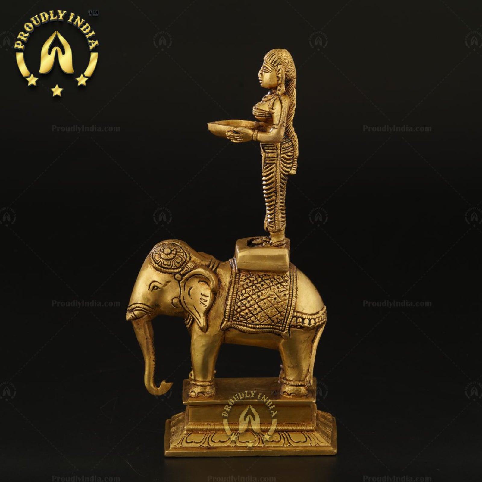 Set of 2 Brass Paavai elephent Diya