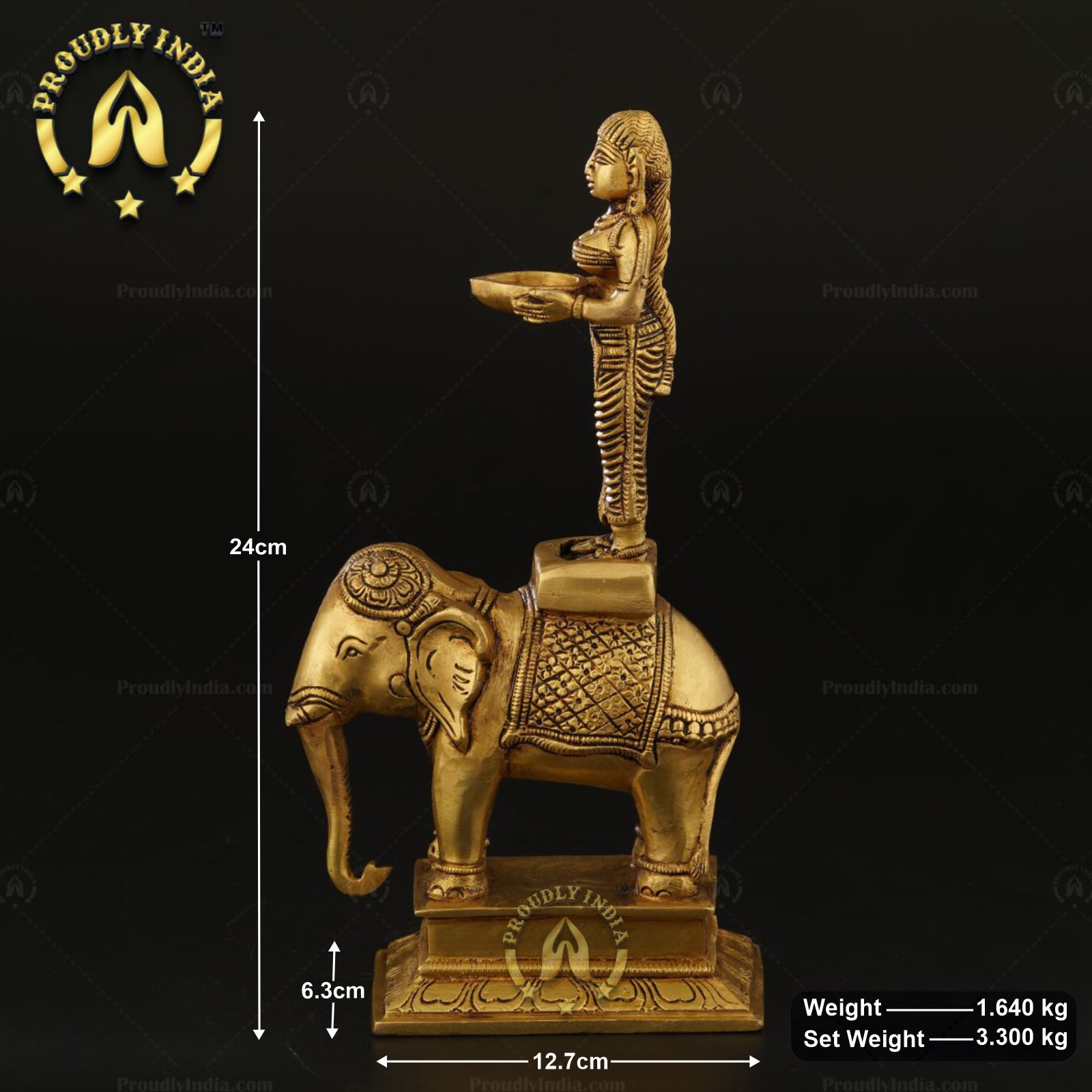 Set of 2 Brass Paavai elephent Diya