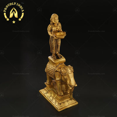 Set of 2 Brass Paavai elephent Diya