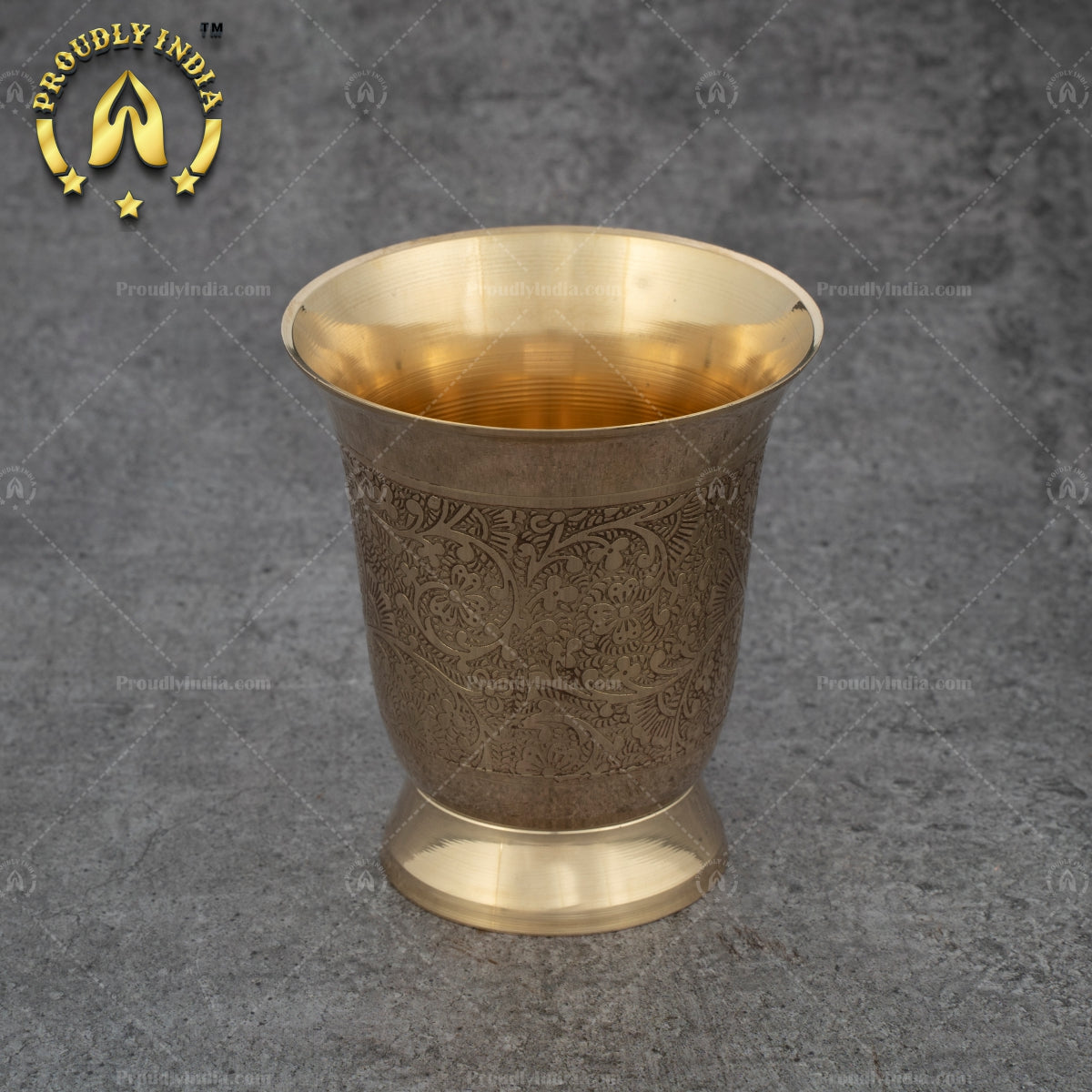 Set of 2 Embossed Heavy Brass Tumbler