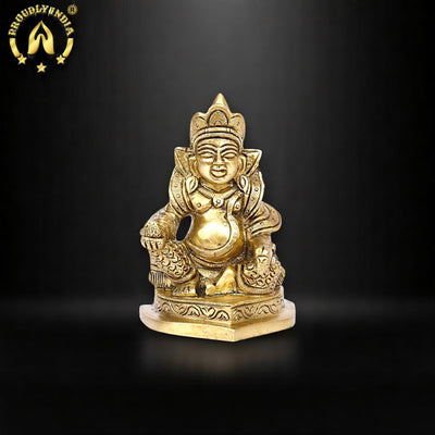4.5" Brass Lord of treasure Kuber Idol