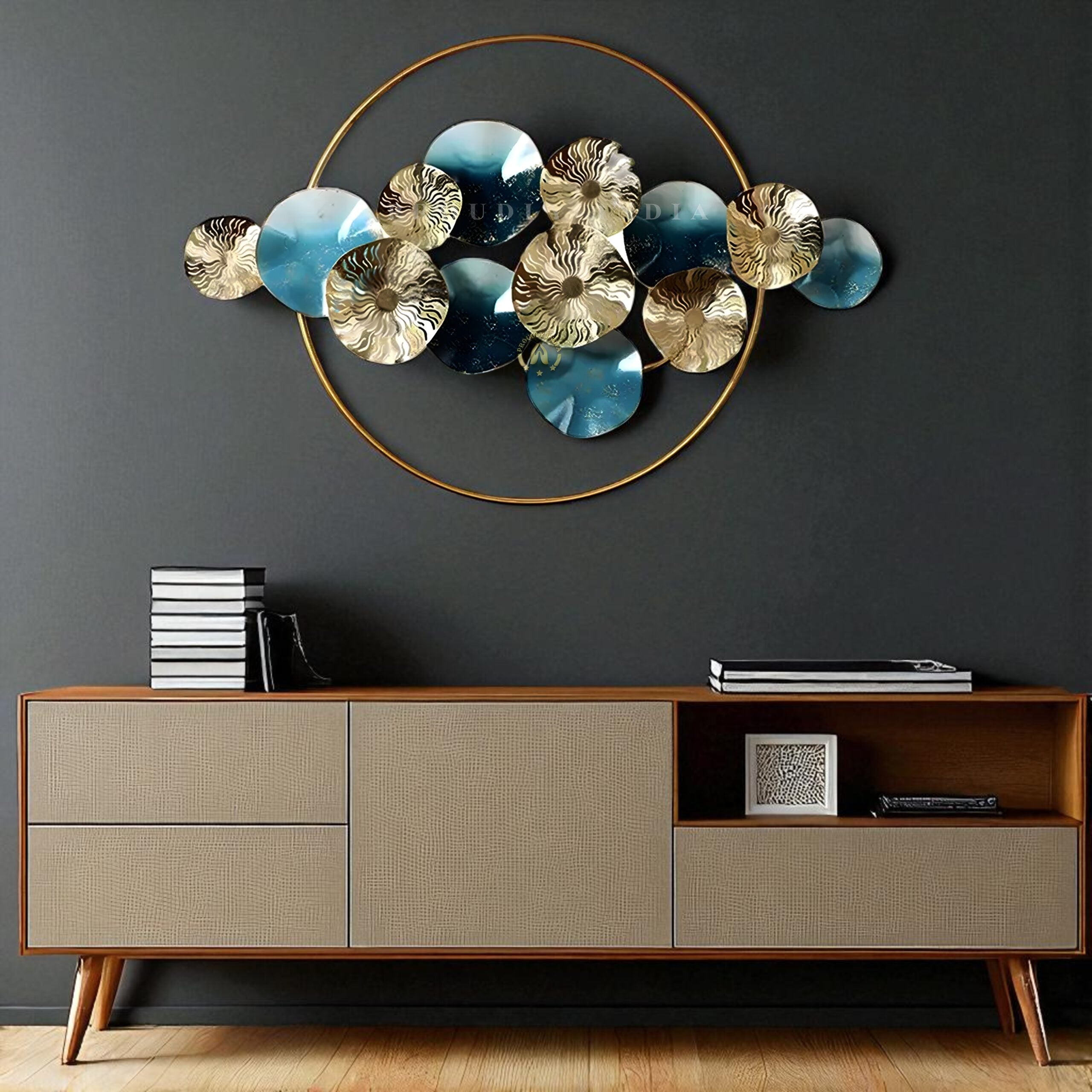Celestial Coral Bloom Iron Wall Art