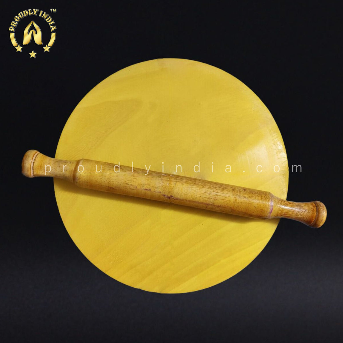 Yellow Wooden Belan Chakla set