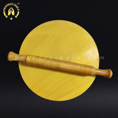 Yellow Wooden Belan Chakla set