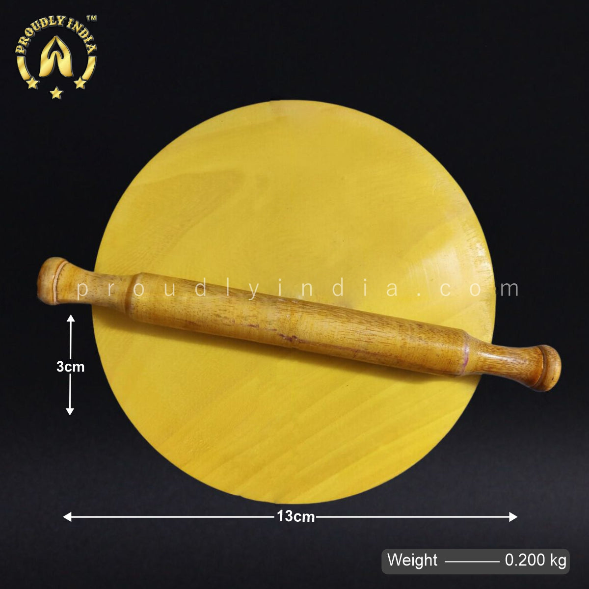 Yellow Wooden Belan Chakla set
