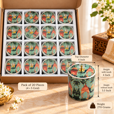 4" Pastal Green Pichwai Canister ( Set of 20 )