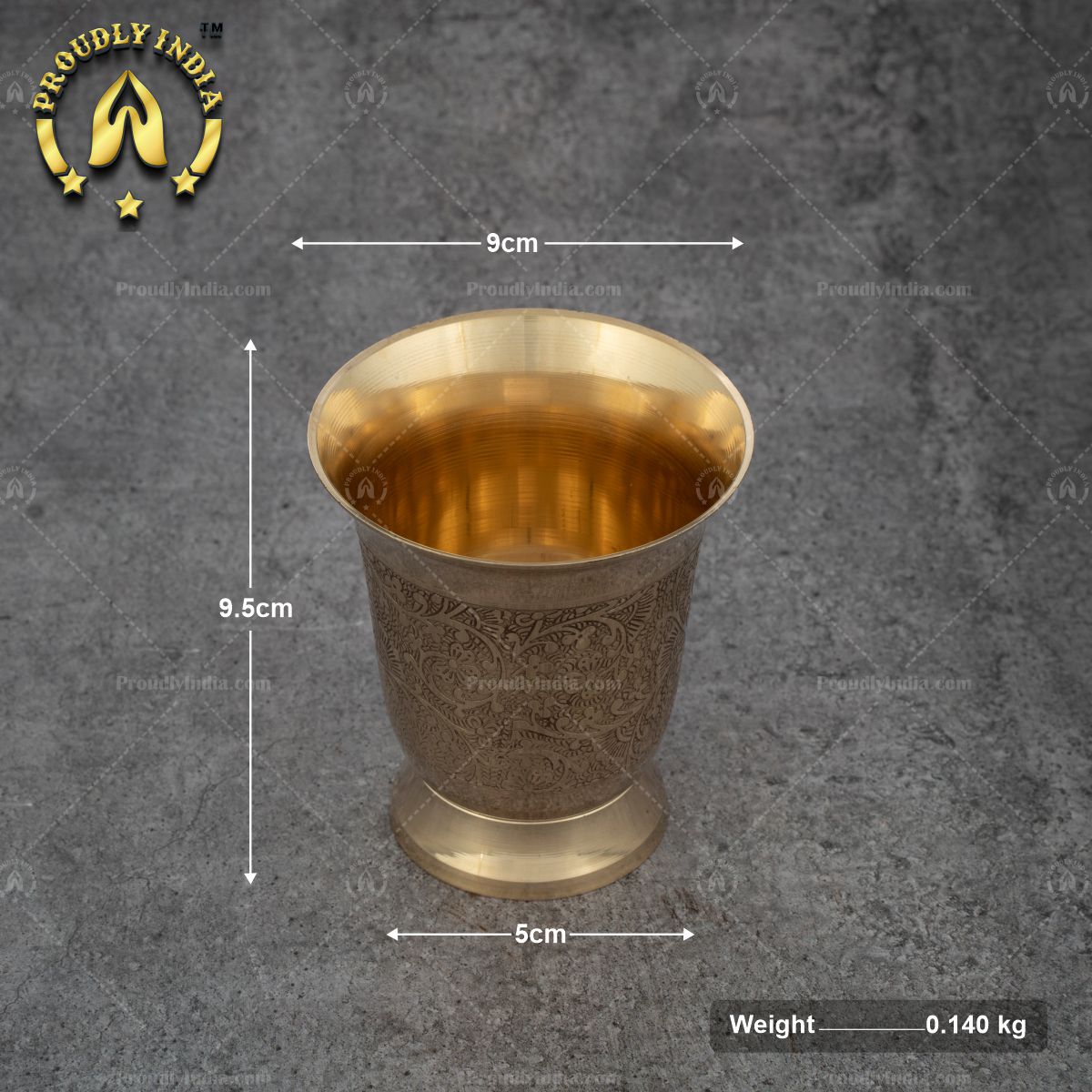 Set of 2 Embossed Heavy Brass Tumbler