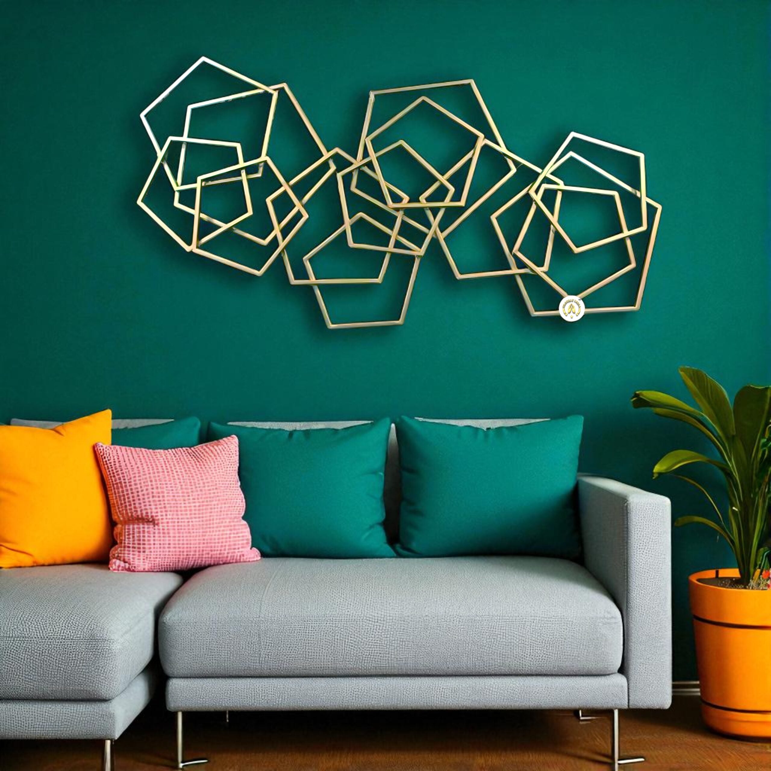 Golden Polygon Poetry Wall Art Mural