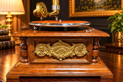 His MasterAntique Brass Design Gramophone Imperial Carved Wood