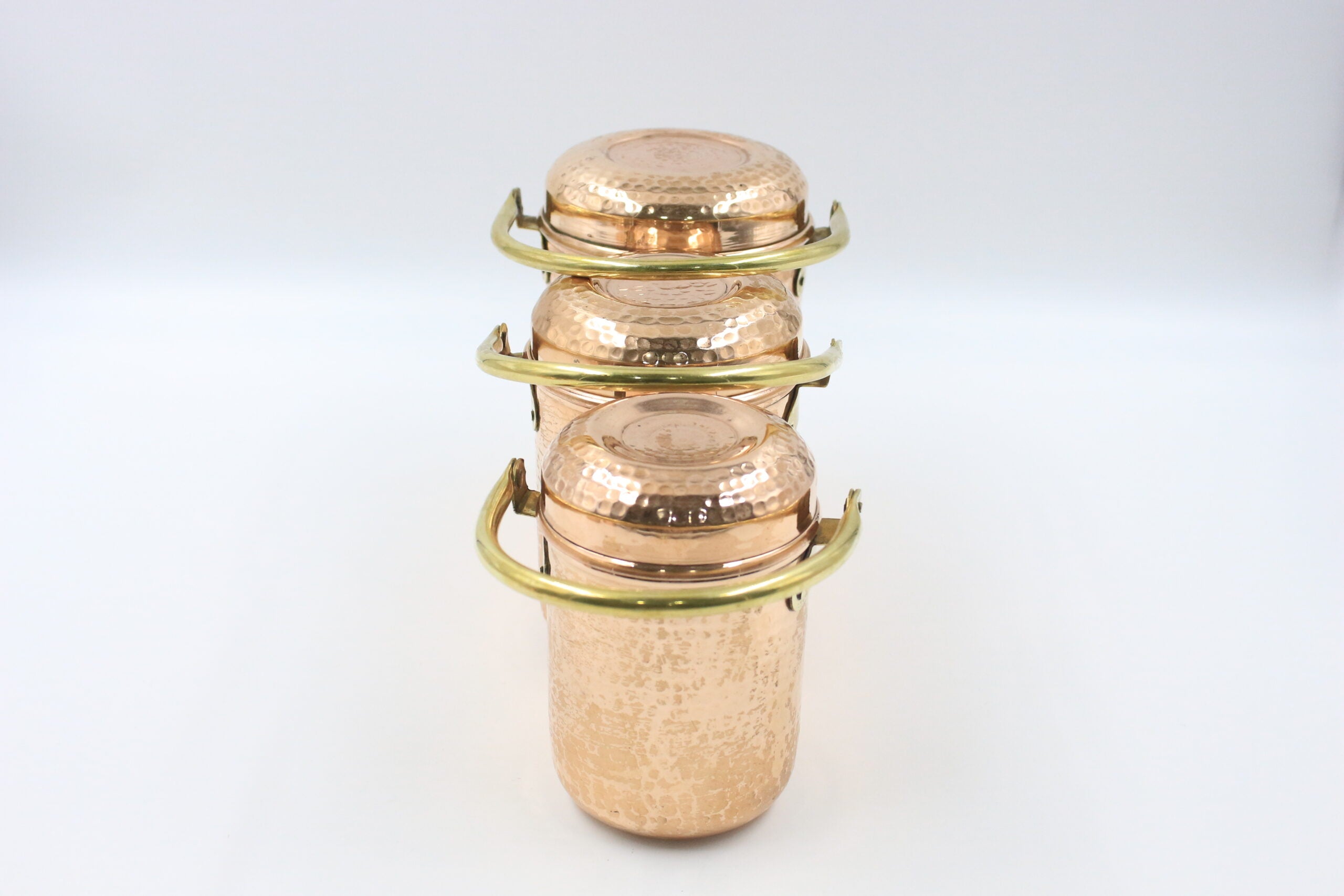 Set Of 3 Copper Storage Container With Brass Handle