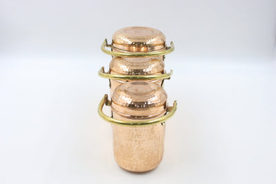 Set Of 3 Copper Storage Container With Brass Handle