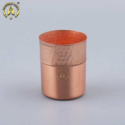 Copper Surahi Shape Bottle With Inbuilt Glass