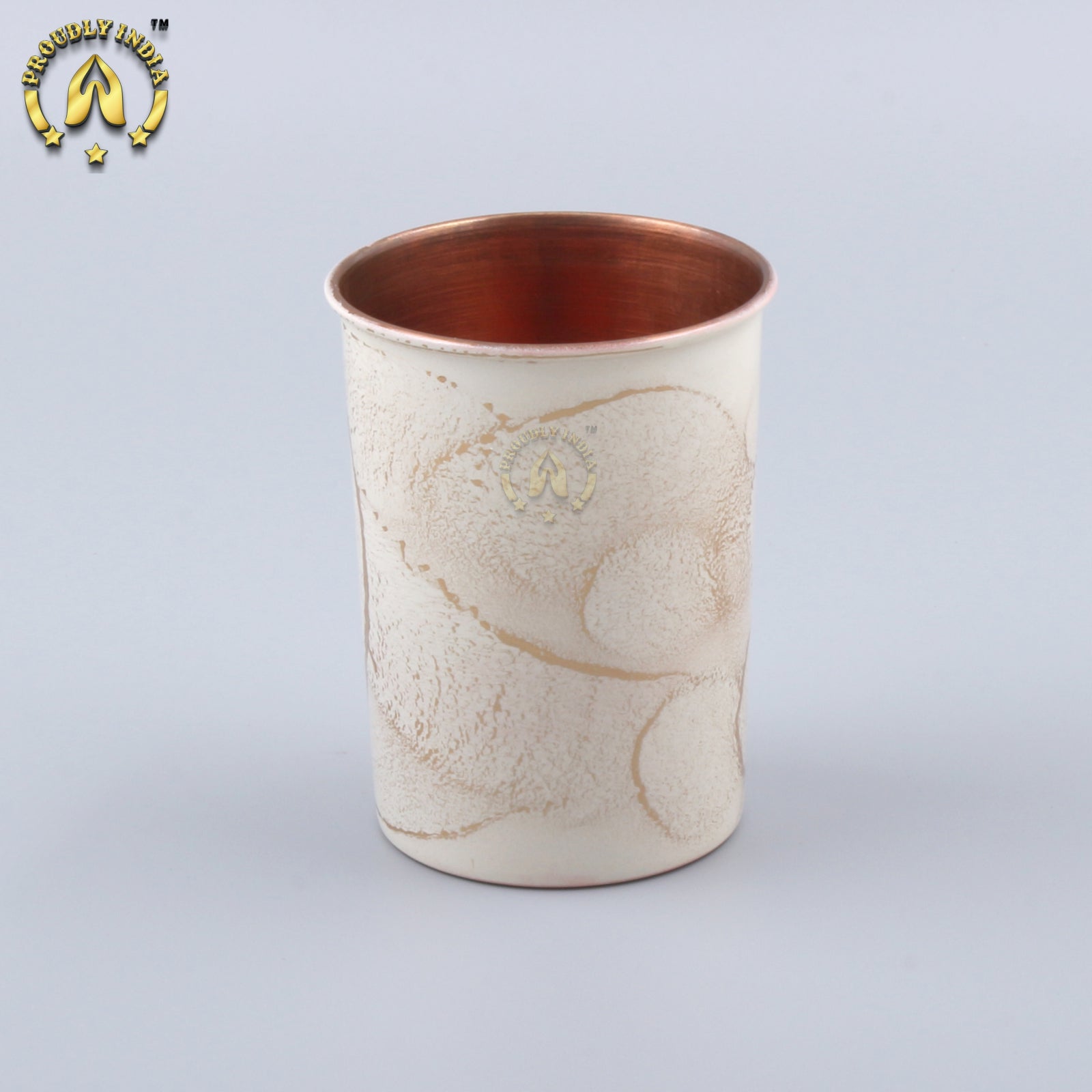 Copper White Enamelled Bottle With 2 Glasses