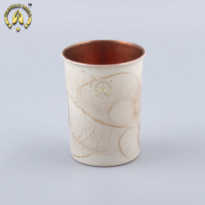 Copper White Enamelled Bottle With 2 Glasses