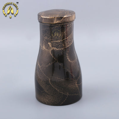 Copper Black Enamelled Bottle With 2 Glasses