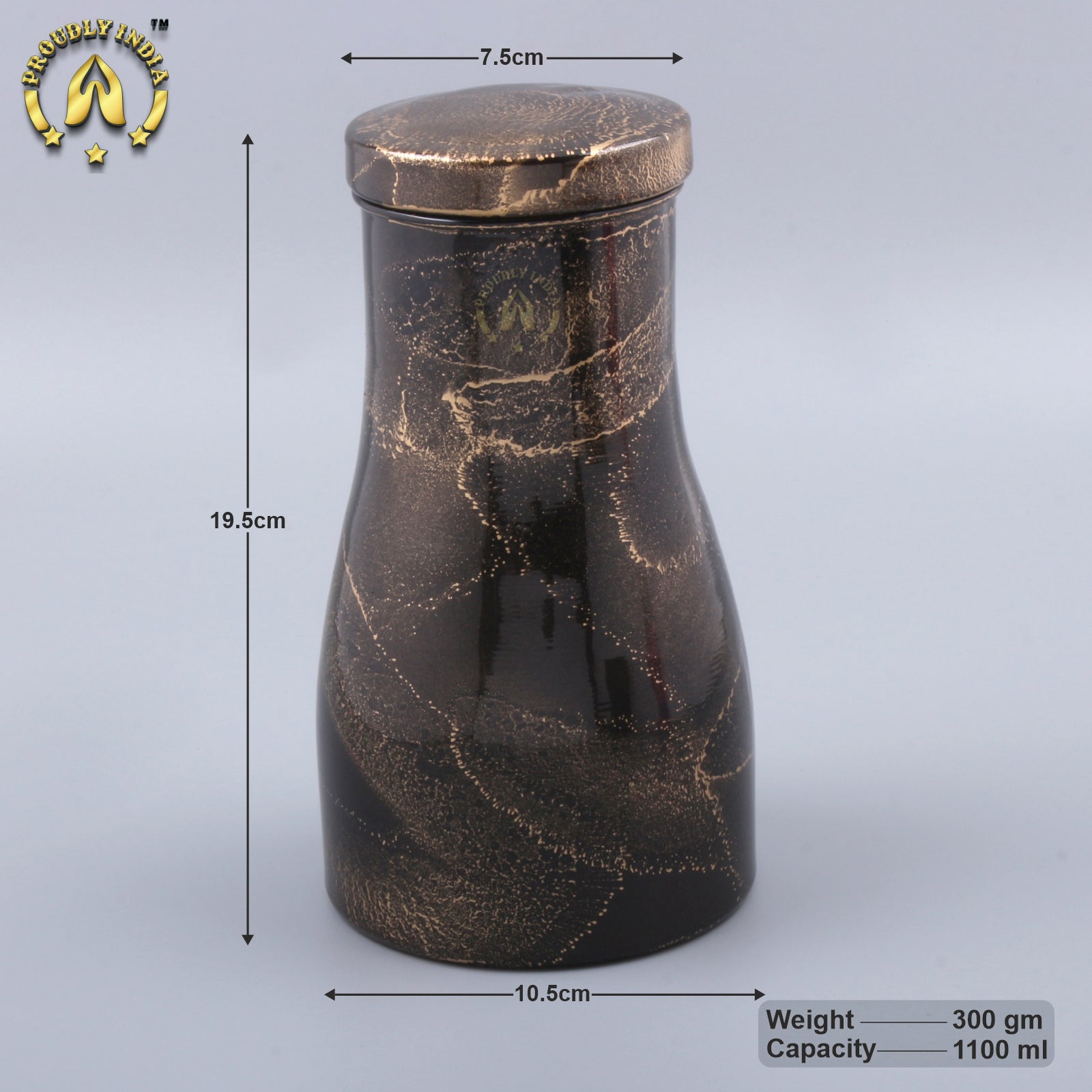 Copper Black Enamelled Bottle With 2 Glasses