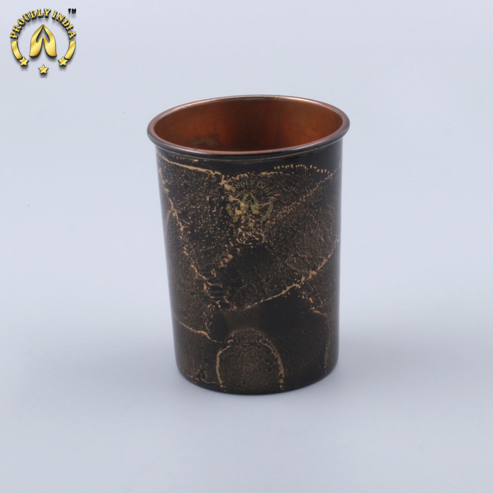 Copper Black Enamelled Bottle With 2 Glasses